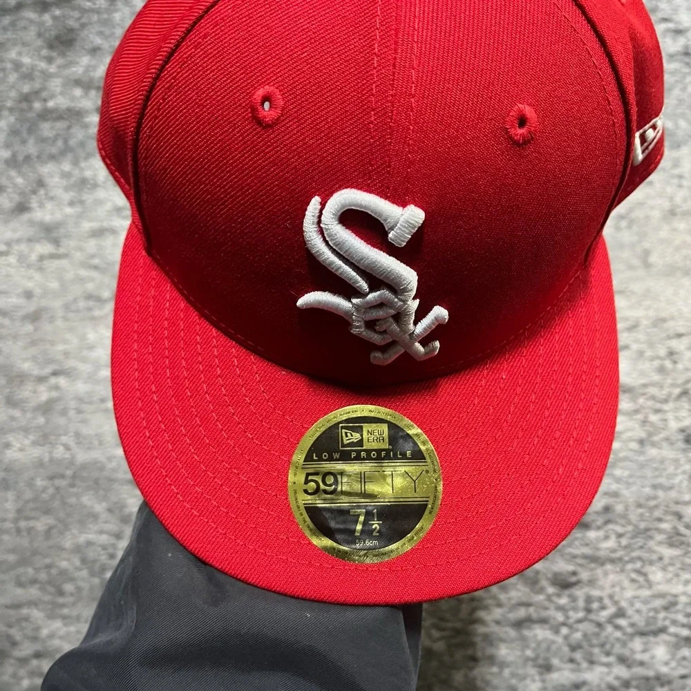NWT New Era 59Fifty Boston Red Sox Hat Red Fitted Size 7 MLB Embroidered‎